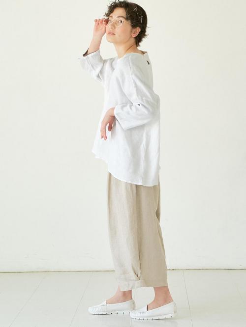 ワイドプルオーバーブラウス　リネンオックス