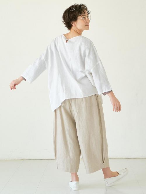 ワイドプルオーバーブラウス　リネンオックス