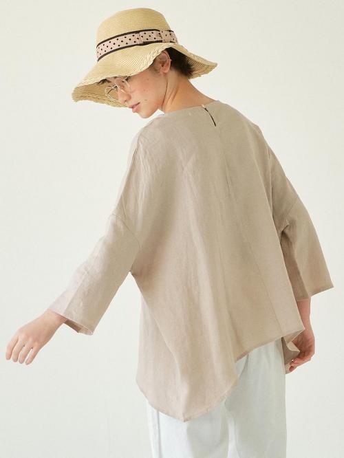 ワイドプルオーバーブラウス　リネンオックス
