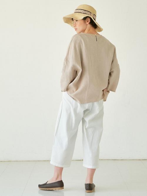 ワイドプルオーバーブラウス　リネンオックス