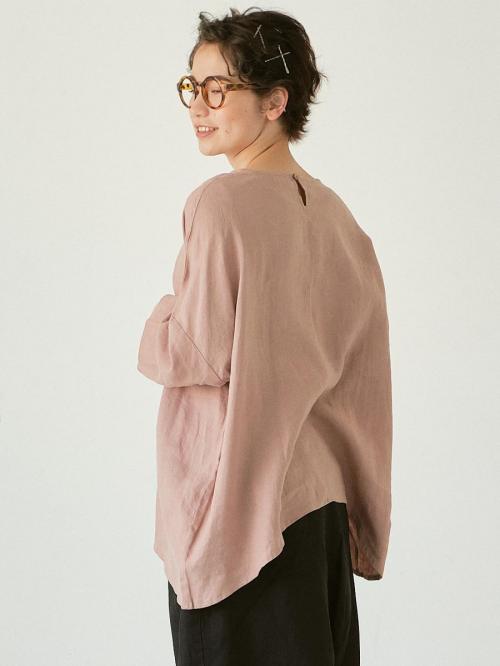 ワイドプルオーバーブラウス　リネンオックス
