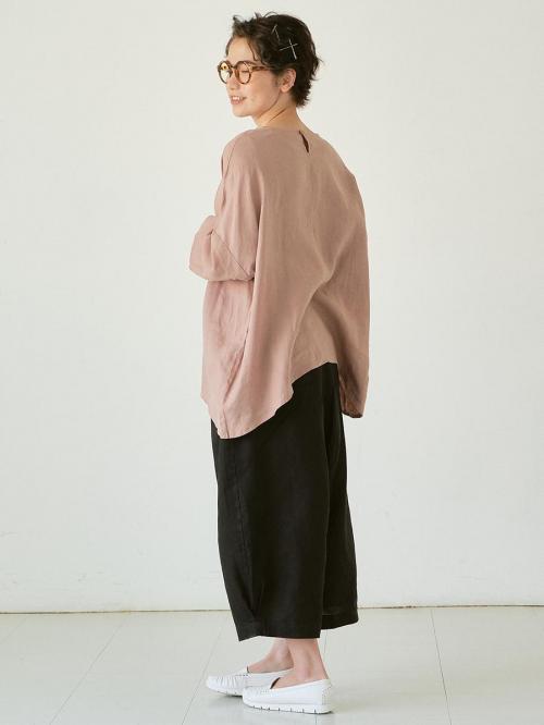 ワイドプルオーバーブラウス　リネンオックス
