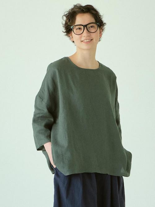 ワイドプルオーバーブラウス　リネンオックス