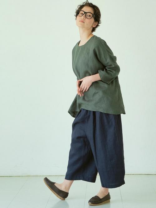 ワイドプルオーバーブラウス　リネンオックス
