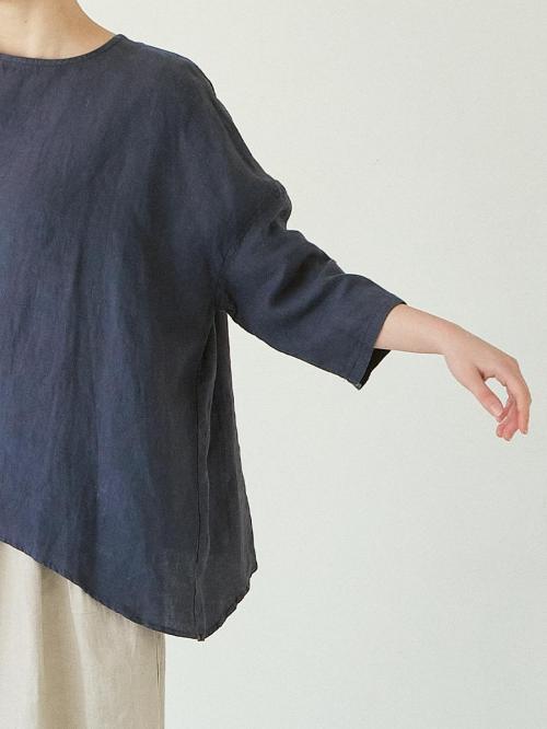 ワイドプルオーバーブラウス　リネンオックス