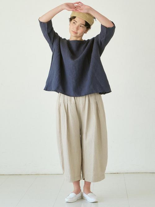 ワイドプルオーバーブラウス　リネンオックス
