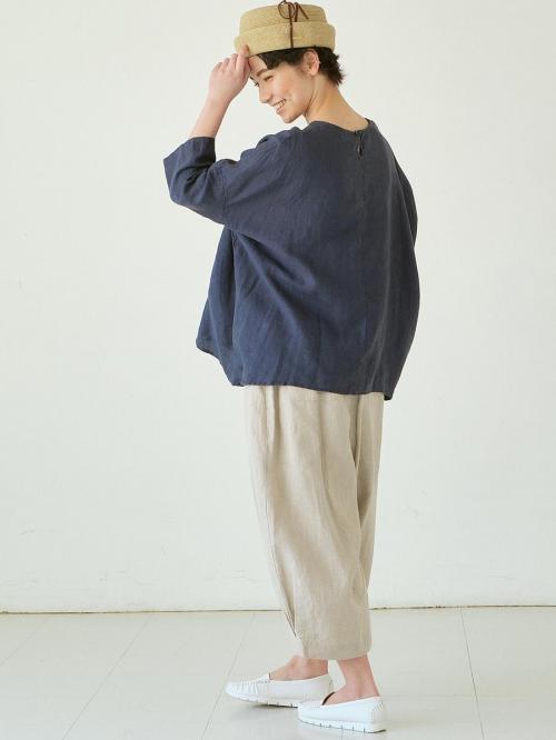 ワイドプルオーバーブラウス　リネンオックス
