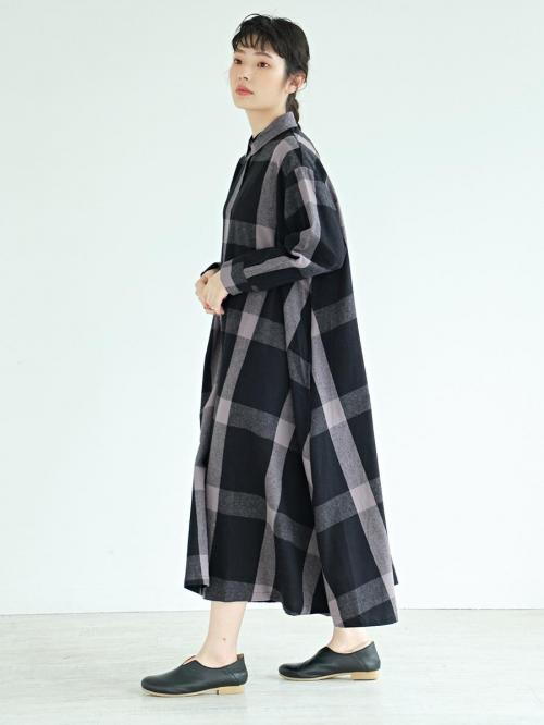シャツワンピース　コットンビエラチェック