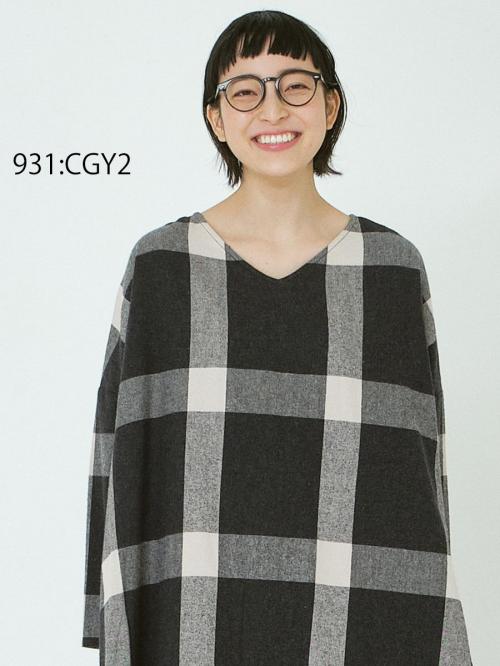 Ⅴネックワンピース　綿トップビエラチェック
