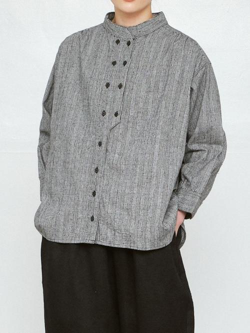 コックブラウス　綿ビエラチェック