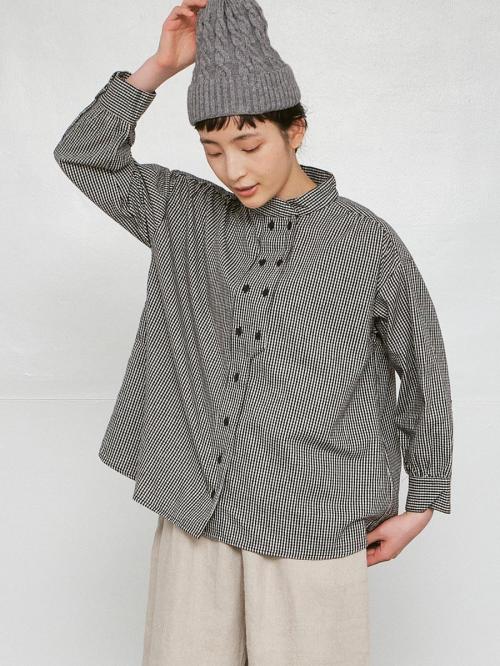 コックブラウス　綿ビエラチェック