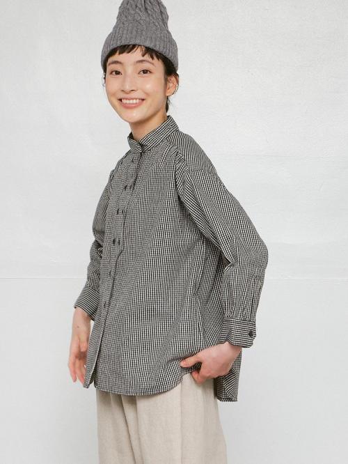 コックブラウス　綿ビエラチェック