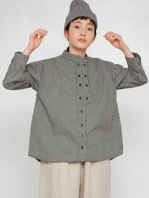 コックブラウス　綿ビエラチェック