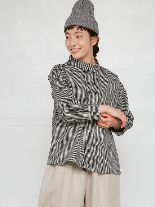 コックブラウス　綿ビエラチェック