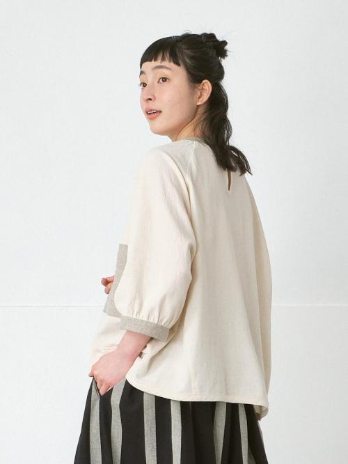 胸ポケットプルオーバーブラウス　綿オックス