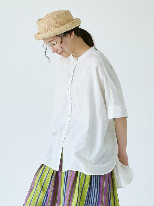 オーバーサイズ前後差ブラウス　綿麻ローン