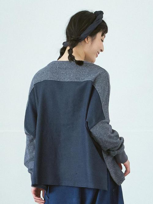 キリカエ長袖カットソー  トップ接結天竺