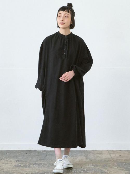 アシンメトリー切り替えワンピース　Cツイル起毛