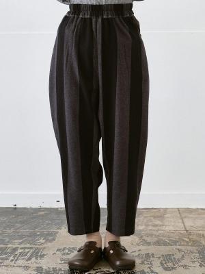 クロップドパンツ　綿ビエラチェック&ストライプ