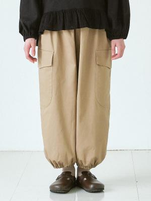サイドポケット裾ゴムバルーンパンツ　C20ツイル