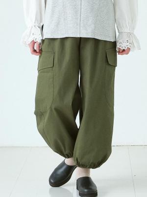 サイドポケット裾ゴムバルーンパンツ　C20ツイル