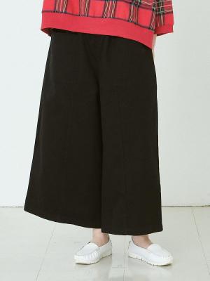 センター切り替えワイドパンツ　綿20ツイル