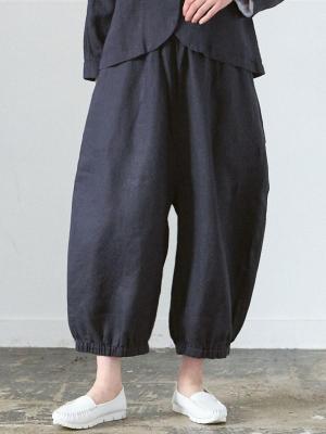 裾ゴムボールパンツ　リネンオックス