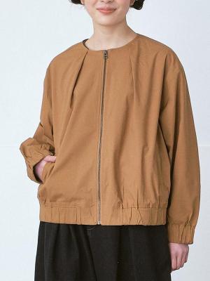 ノーカラージップジャケット　C/Puキャンブリック