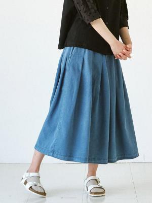 ガウチョパンツ ワンウォッシュデニム