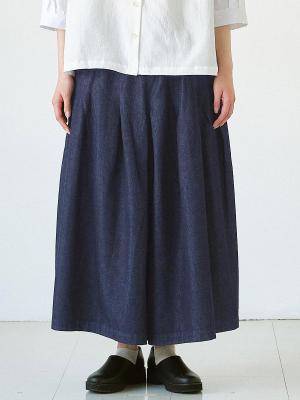 ガウチョパンツ　ワンウォッシュデニム