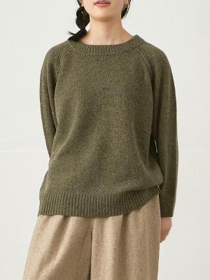 クルーネックニット シェットランドウールカラーネップ3G