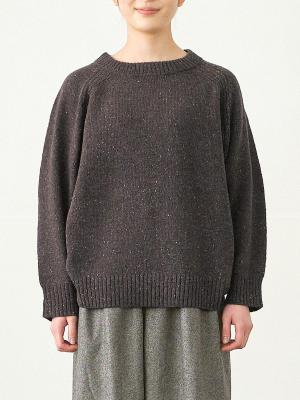 クルーネックニット シェットランドウールカラーネップ3G