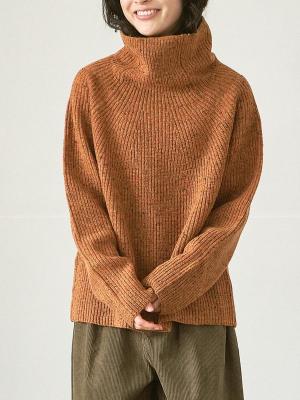 タートルネックニット　シェットランドカラーネップ3G