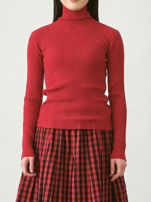 タートルネックリブ編みニット　R/N/E12G