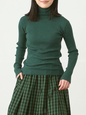 タートルネックリブ編みニット　R/N/E12G