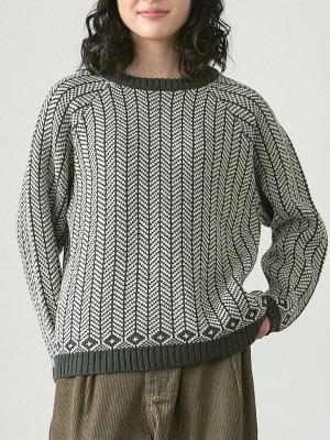 クルーネックニット　へリンボン柄　AC/W7G