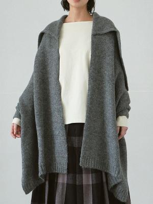 ニットショールカーディガン キャメルライク3G