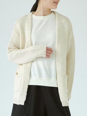 ポケット付きカーディガン A/Wスラブヤーン3G