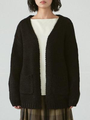 ポケット付きカーディガン　A/Wスラブヤーン3G