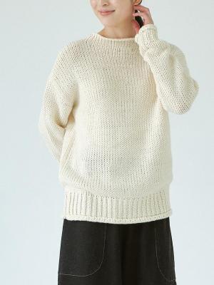 モックネックニット　A/Wスラブヤーン3G