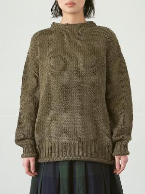 モックネックニット　A/Wスラブヤーン3G