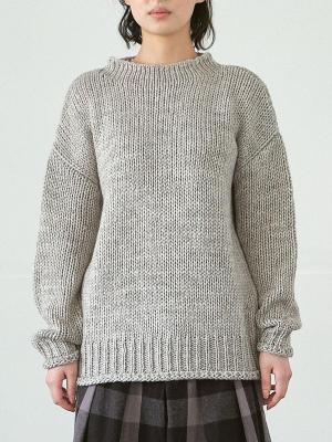 モックネックニット　A/Wスラブヤーン3G