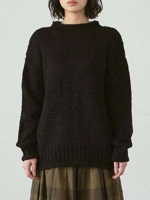 モックネックニット　A/Wスラブヤーン3G