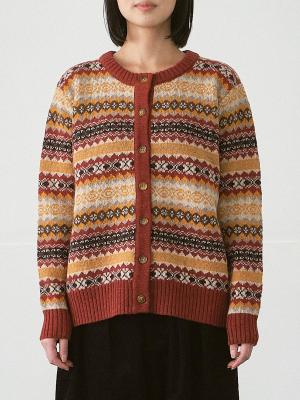 フェアアイル柄ニットカーディガン シェットランドウール7G