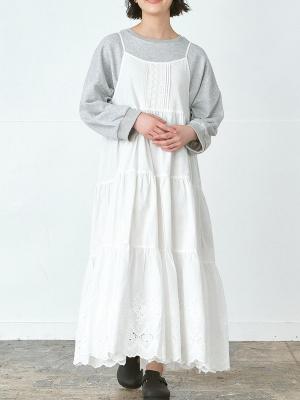 コットンティアードキャミワンピース　