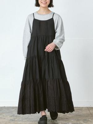 コットンティアードキャミワンピース　