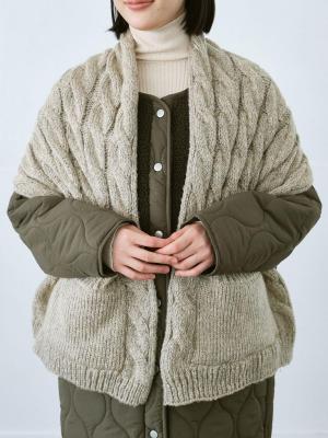 ファーポケット付ニットストール　AC/E