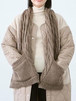 ファーポケット付ニットストール AC/E