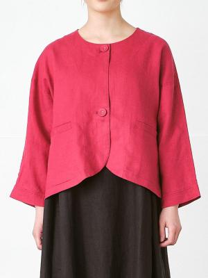 ノーカラージャケット　リネンオックス