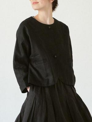 ノーカラージャケット　リネンオックス